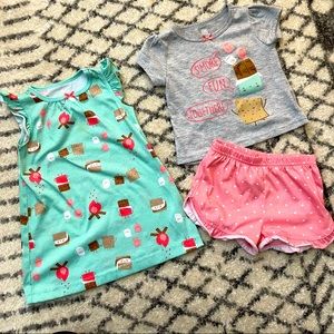 S’mores camping pajamas lot girls infant baby 12m set, 3 pieces
